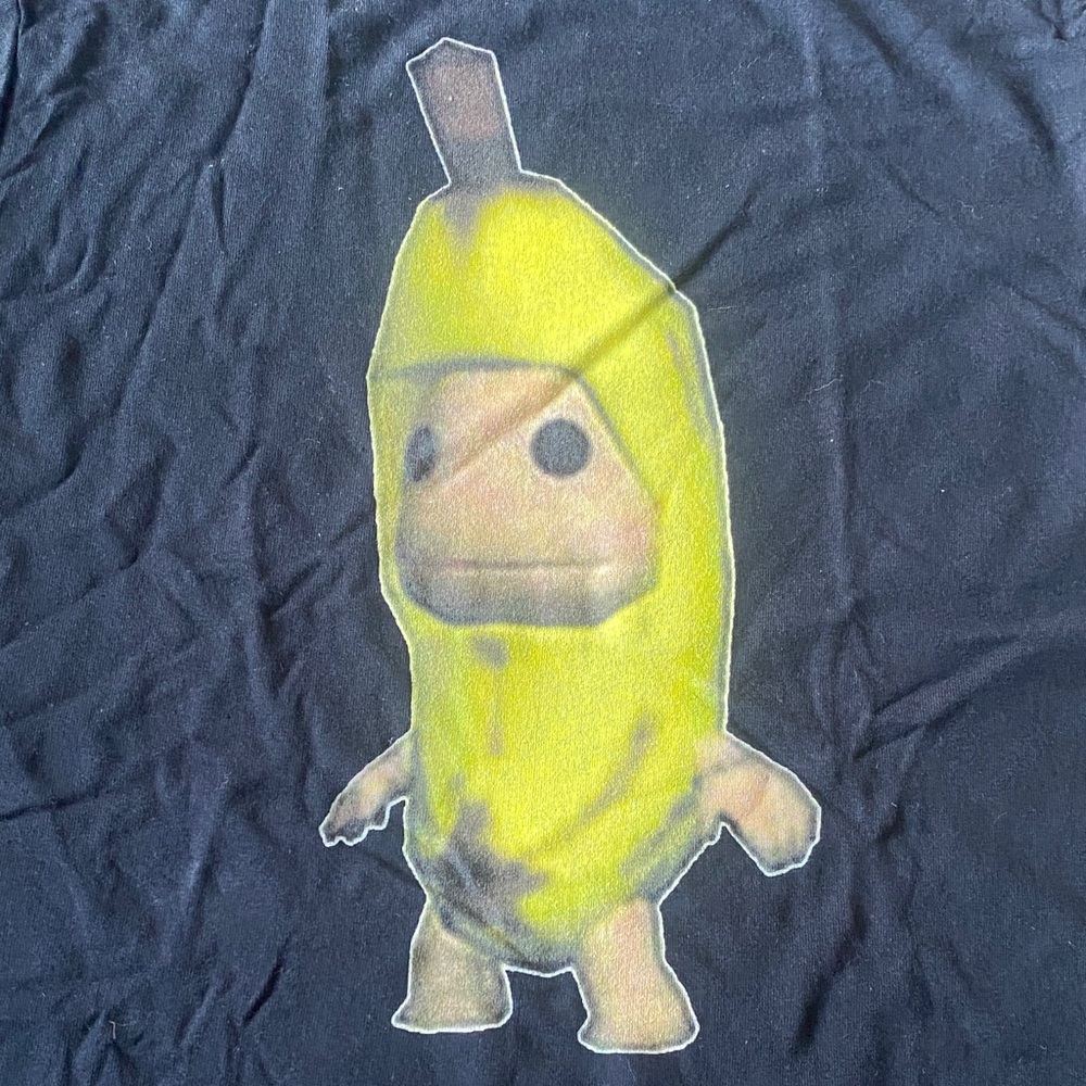 NWT Black‎ T-Shirt with Banana Costume Character S C69
